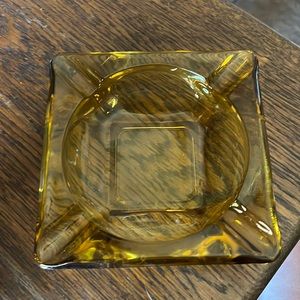 Vintage Amber Ash Tray. Glass!